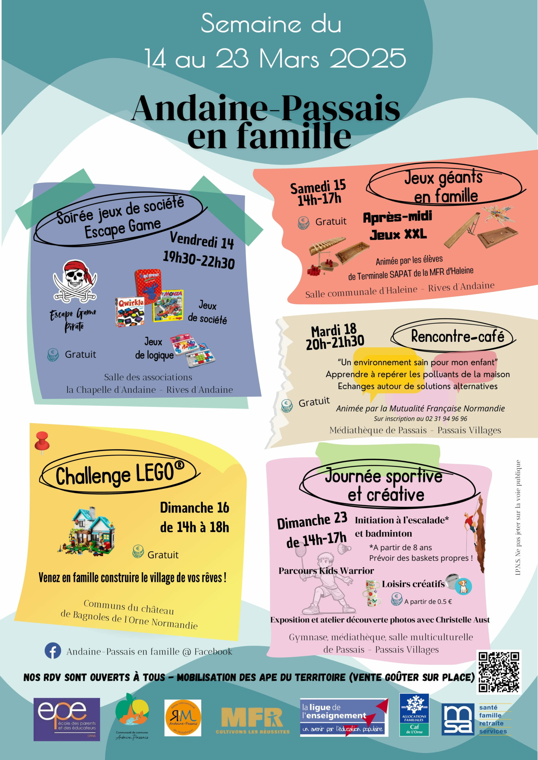 Affiche A4 Andaine-Passais en famille Edition 2025 du 14 au 20 mars